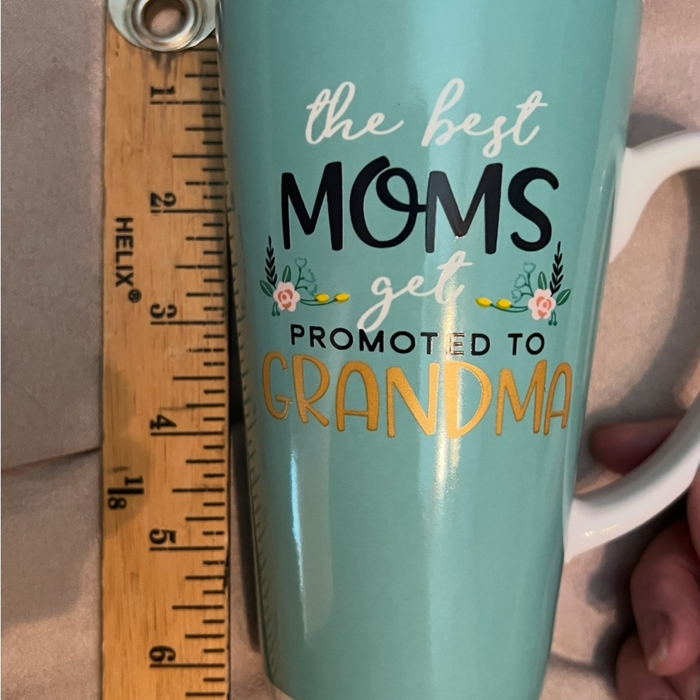 Mug. The Best Moms Get Promoted to Grandma Tall Ceramic Mug - Teal